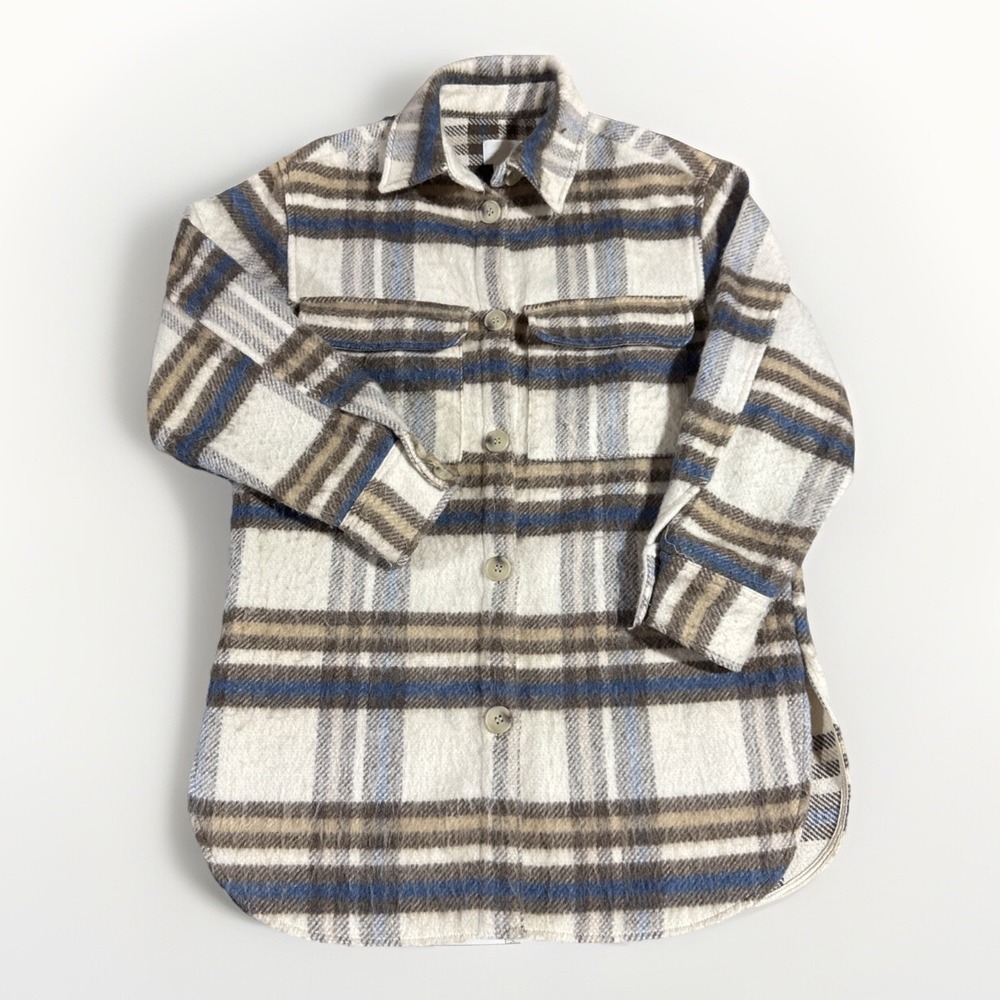 H&M Flannel Shirt Size XS Heavy Fuzzy Soft Wool Blend